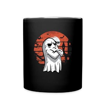 Ghost Halloween Sunset Ghost Halloween Boo Blatt - Tasse einfarbig - Schwarz - Vorne