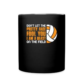 Volleyball Volley Aufschlag Volleyballspieler - Tasse einfarbig - Schwarz - Vorne
