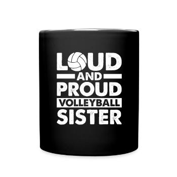 Proud Volleyball Sister Volleyball Player Sister - Full Colour Mug - black - Front