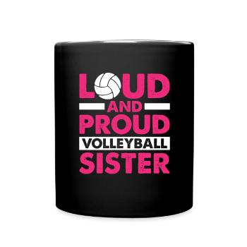Proud Volleyball Sister Volleyball Player Sister - Full Colour Mug - black - Front