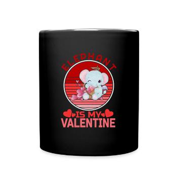 Elephant is My Valentine's Day - Mug uni - noir - Devant
