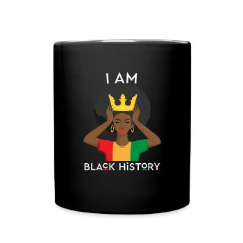 Ich bin schwarze Geschichte schwarze Afro Frau Jun - Tasse einfarbig - Schwarz - Vorne