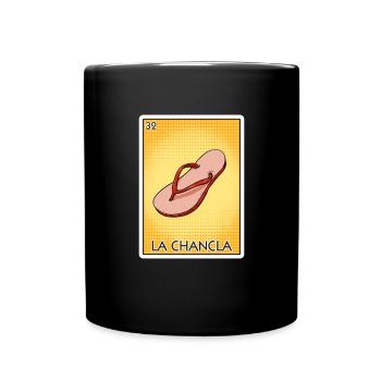 La Chancla Flip Flop Card Mexikanische Lotteriekar - Tasse einfarbig - Schwarz - Vorne