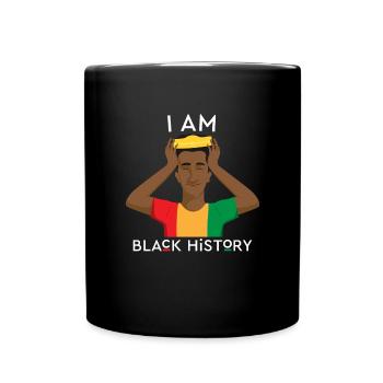 Ich bin schwarze Geschichte schwarzer Afro -Mann J - Tasse einfarbig - Schwarz - Vorne