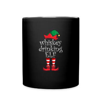 Whisky trinken Elf Familie WeihnachtspyjamaWhisky - Tasse einfarbig - Schwarz - Vorne