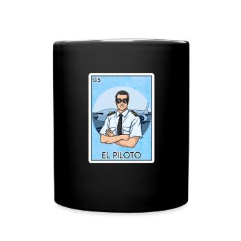 El Piloto Die Pilotkarte Mexikanische Lotteriekart - Tasse einfarbig - Schwarz - Vorne