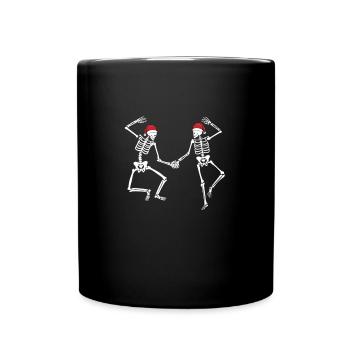 Weihnachtsskelette verliebt Paare Goth Dancing - Tasse einfarbig - Schwarz - Vorne