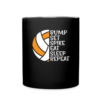 Volleyball Volley Aufschlag Volleyballspieler - Tasse einfarbig - Schwarz - Vorne