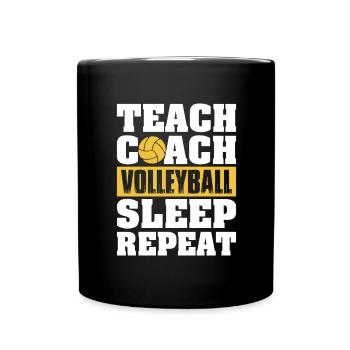 Volleyball Aufschlag Volleyballspieler Trainer - Tasse einfarbig - Schwarz - Vorne