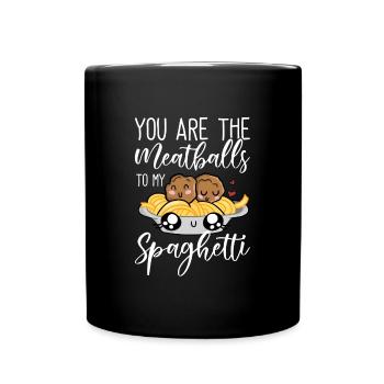 Spaghetti aux boulettes de viande drôle de cadeau italien - Mug uni - noir - Devant
