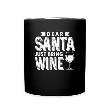 Wine drinking Christmas Santa Claus - Full Colour Mug - black - Front
