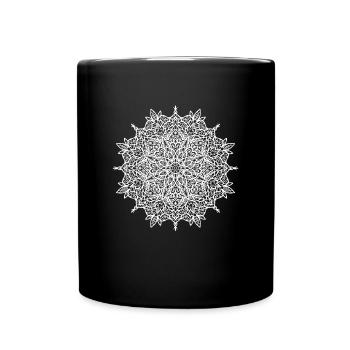 Blumen Mandala - Tasse einfarbig - Schwarz - Vorne