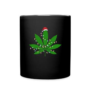 Marihuana Weihnachtsbaum Marihuana Blatt Weihnacht - Tasse einfarbig - Schwarz - Vorne
