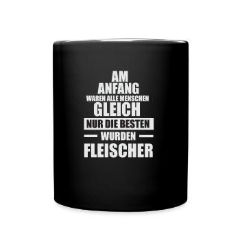 Fleischer Metzger Zerleger Schlachter - Tasse einfarbig - Schwarz - Vorne