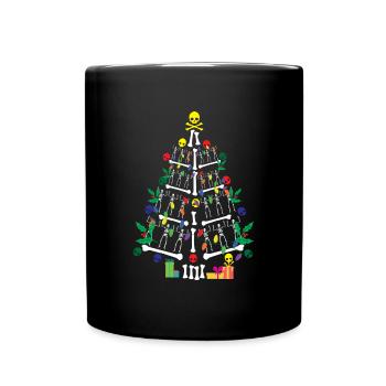 Skelett Weihnachtsbaumsch�del gruselig Weihnachten - Tasse einfarbig - Schwarz - Vorne