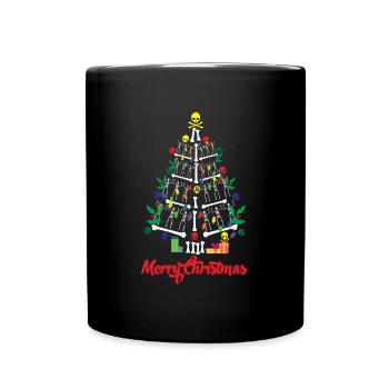 Skelett Weihnachtsbaumsch�del gruselig Weihnachten - Tasse einfarbig - Schwarz - Vorne