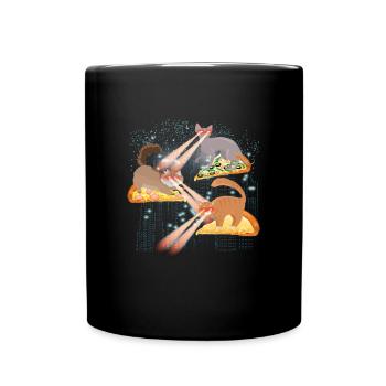Laser Cats Pizza Kitties Cat Space - Full Colour Mug - black - Front