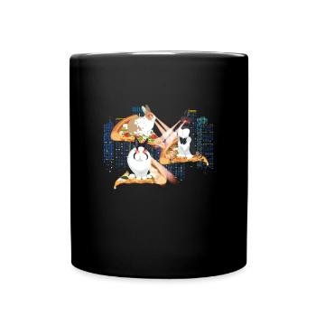 Laser Rabbits Pizza Easter Space - Full Colour Mug - black - Front