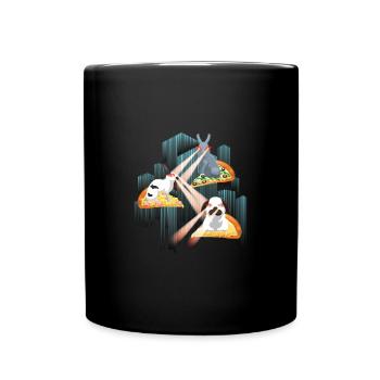 Laser Rabbits Pizza Easter Space - Full Colour Mug - black - Front