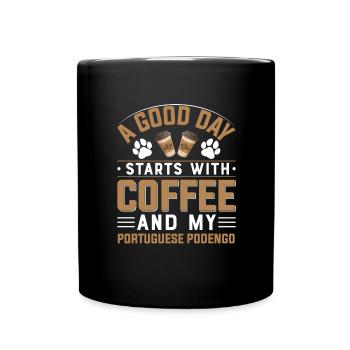 Kaffee Portugiesischer Podengo Hundebesitzer - Tasse einfarbig - Schwarz - Vorne