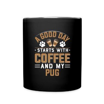 Kaffee Trinken Mops Hundebesitzer Koffein - Tasse einfarbig - Schwarz - Vorne