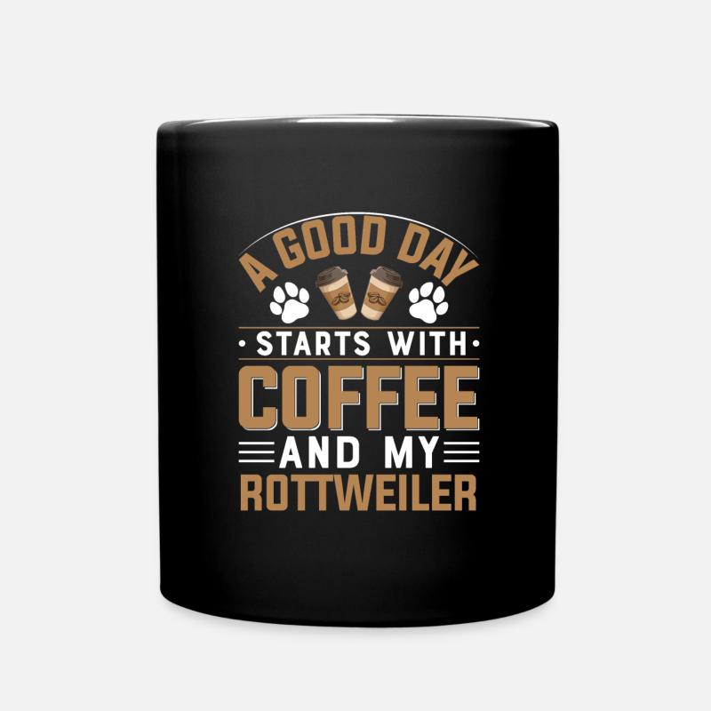 Rottweiler Kaffee Hund Cafe - Tasse einfarbig - Schwarz