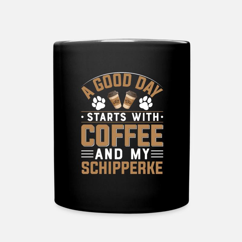 Schipperke Coffee Drinking Dog Owners Caffeine - Mug uni - noir