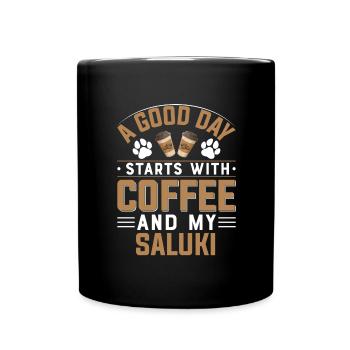 Saluki Coffee Dog Owner Dog Caffeine - Full Colour Mug - black - Front