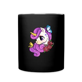 Cute Unicorn Motif Enfants Fille - Mug uni - noir - Devant
