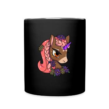 Cute Unicorn Motif Enfants Fille - Mug uni - noir - Devant