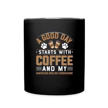 american english coonhound coffee drinking - Full Colour Mug - black - Front