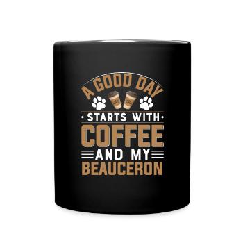 Kaffee und Beauceron - Tasse einfarbig - Schwarz - Vorne