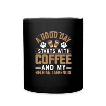 Belgian LAEKENOIS dog coffee drinking caffeine - Full Colour Mug - black - Front