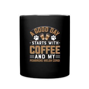 Pembroke Walisisch Kaffee Koffein Corgi Waliser - Tasse einfarbig - Schwarz - Vorne