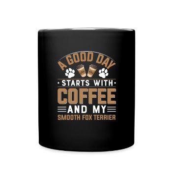 Glatter Foxterrier Kaffee Trinken Hundebesitzer - Tasse einfarbig - Schwarz - Vorne