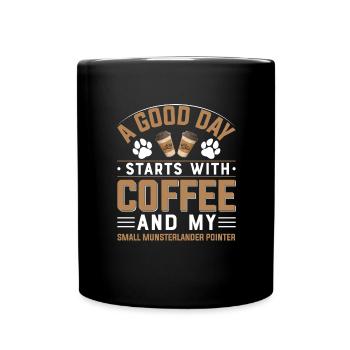 Kleiner Münsterländer Zeiger Buvez du café - Mug uni - noir - Devant