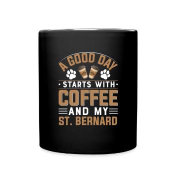 Bernhardiner St. Bernhardshund Kaffee Trinken - Tasse einfarbig - Schwarz - Vorne