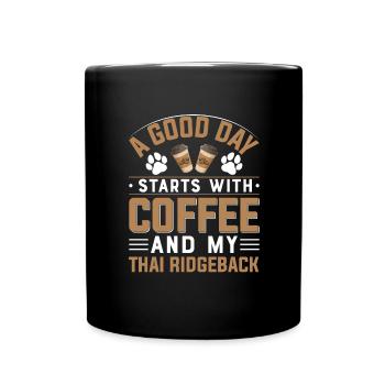 Thai Ridgeback Coffee Drinking Caffeine Dogs - Full Colour Mug - black - Front