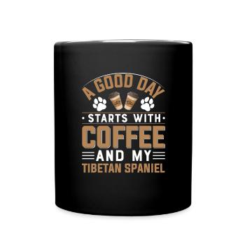 Tibet Spaniel Kaffee Trinken Koffein Hundebesitzer - Tasse einfarbig - Schwarz - Vorne