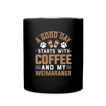 Weimaraner Hunderasse Kaffee Trinken Hundebesitzer - Tasse einfarbig - Schwarz - Vorne