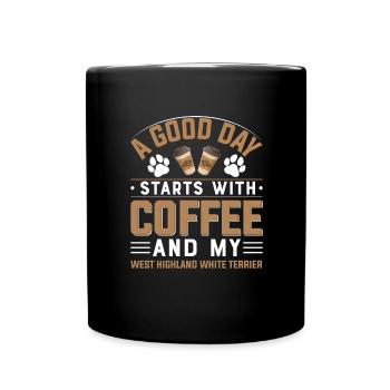 West Highland White Terrier Kaffee Trinken Hunde - Tasse einfarbig - Schwarz - Vorne