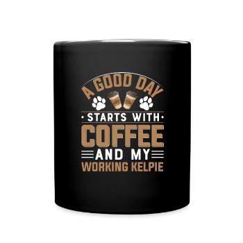 Chien propriétaire propriétaire de chien à boire de café Kelpie - Mug uni - noir - Devant