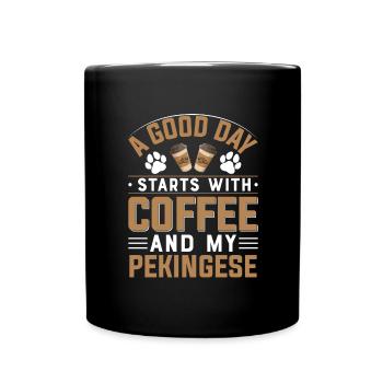 Pekingese Kaffee Trinken Hunderasse Koffein Hund - Tasse einfarbig - Schwarz - Vorne