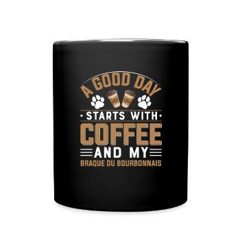 Braque du Bourbonnais Coffee Drinking Caffeine Dogs - Full Colour Mug - black - Front