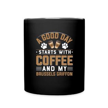 Brüssel Griffon Brüsseler Hunderasse Kaffee - Tasse einfarbig - Schwarz - Vorne
