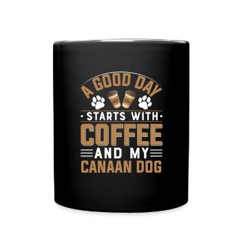 Canaan Dog Café Chien à boire Propriétaire de chien Caféine - Mug uni - noir - Devant