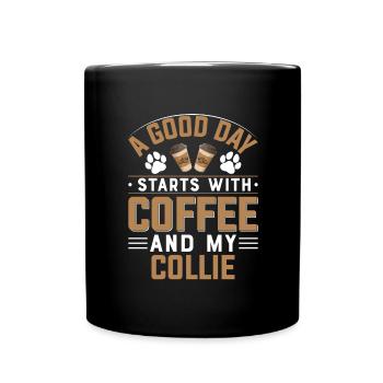 Langhaarcollie Hunderasse Kaffee Trinken Koffein - Tasse einfarbig - Schwarz - Vorne
