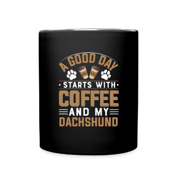 Teckel Café Boisson Race Chien Patte de Caféine - Mug uni - noir - Devant