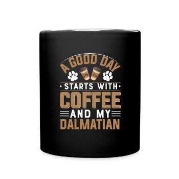 Dalmatiner Kaffee Trinken Hunderasse Koffein Pfote - Tasse einfarbig - Schwarz - Vorne