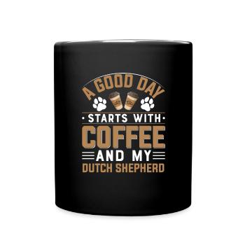 Dutch Shepherd Coffee Drinking Caffeine - Full Colour Mug - black - Front